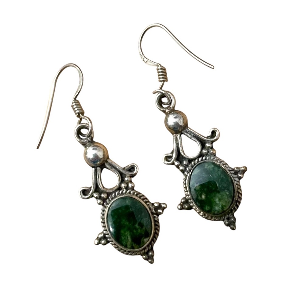 Seraphinite Solid Sterling Silver Earrings 925 - image 2